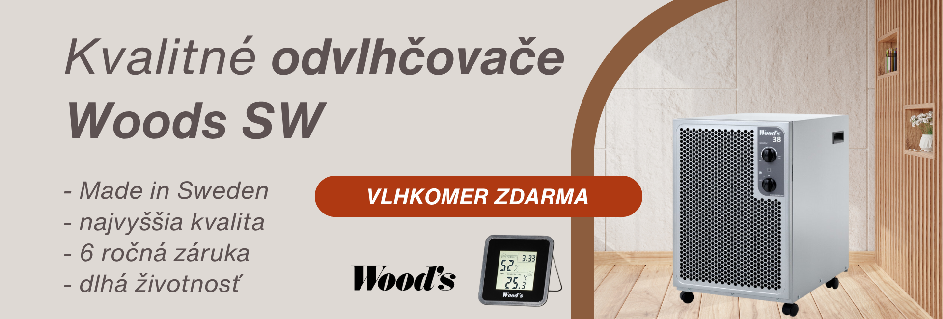 Akcia Woods odvlhčovač + darček vlhkomer